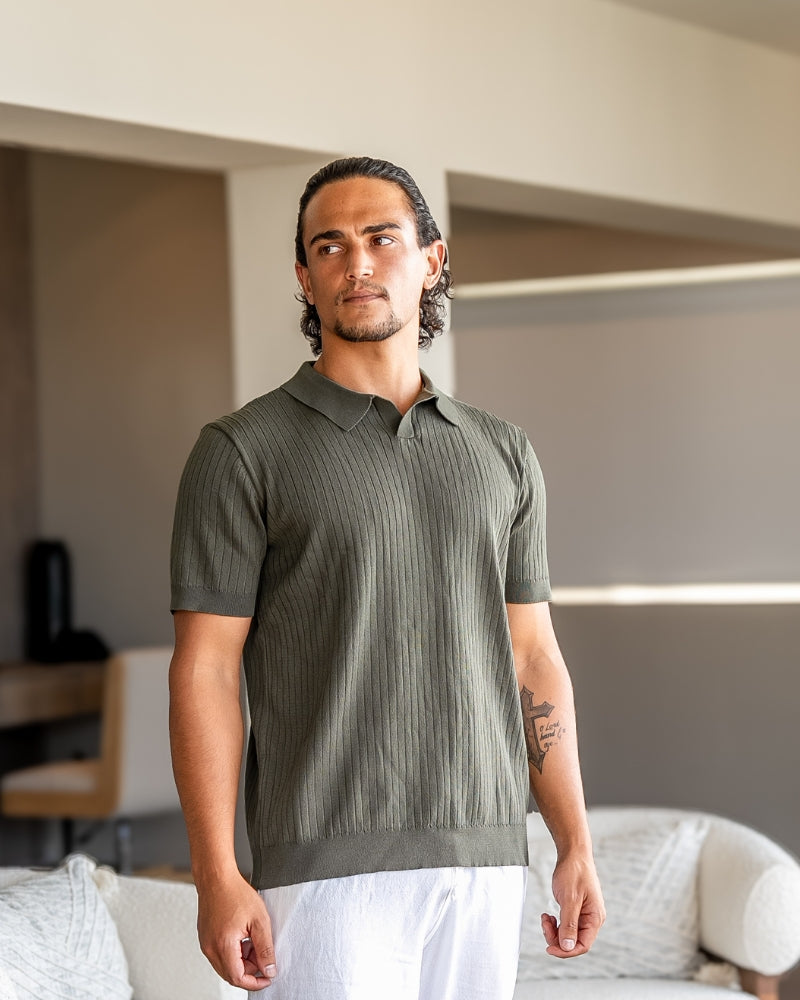 Premium-Rippstrick-Poloshirt